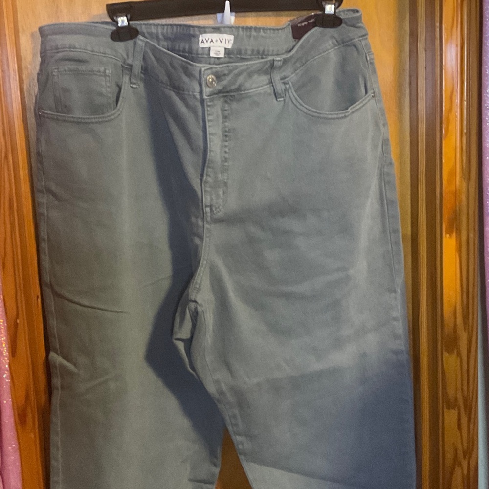 Ava & Viv High-Rise Straight-Leg Jeans in Slate Blue